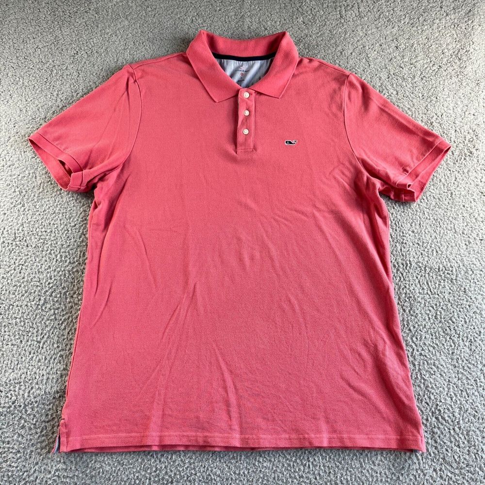 Vineyard Vines Polo Shirt Mens Large Pink Pullover Golf Casual Outdoor Preppy‎